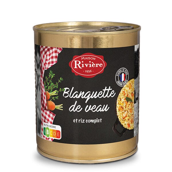 Conserve bistronomique Blanquette de veau et riz complet Plats cuisinés Maison Rivière 800 g 