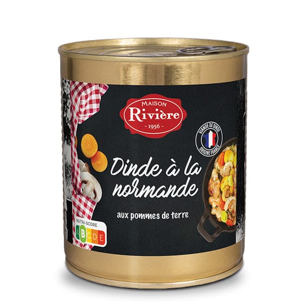 Conserve bistronomique Dinde à la normande aux pommes de terre Plats cuisinés Maison Rivière 800 