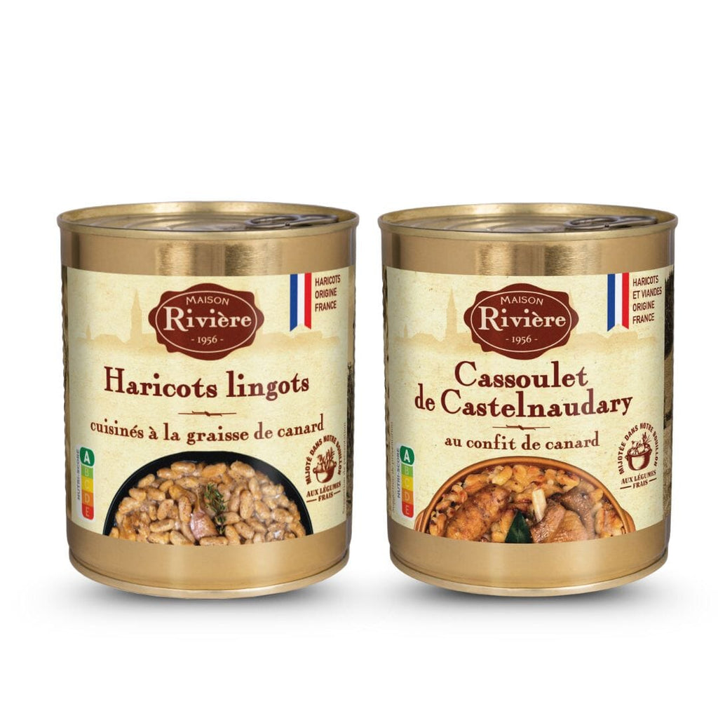 Lot cassoulet au confit de canard + haricots lingots à la graisse de canard - Maison Riviere Lot en promo Maison Rivière 